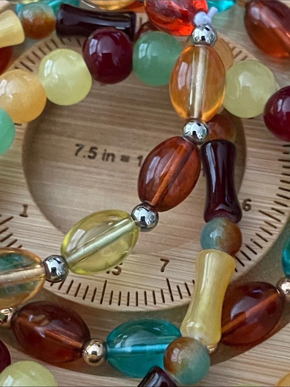 Fall Thanksgiving Multicolor Glass Beaded Stretch Bracelet Set of 4